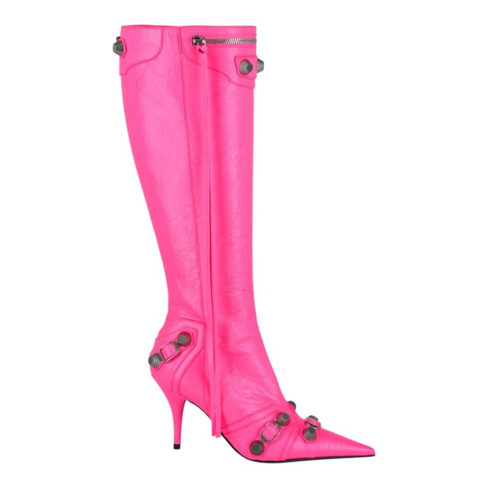 Balenciaga Le Cagole Knee-High Boots Pink Womens